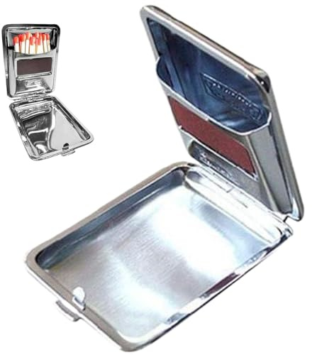Jorzer Mini Stainless Steel Matches Box with Friction Plate Stash Box Waterproof Silver Match Holder Portable Mini for Storage
