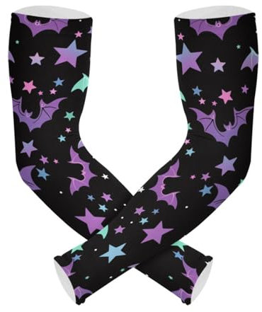 Protezione UV Manicotto di Compressione Braccio Colorato Bat Star Cool Sleeve Donne Raffreddamento Sensazione Forte Permeabilità Aria cubre brazos, Colorato Bat Star Cool, Taglia unica