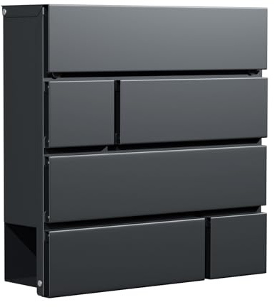 Forgard VIBORG Boîte aux lettres anthracite avec compartiment à journaux (RAL 7016), boîte aux lettres moderne, en acier zinc, kit de montage inclus