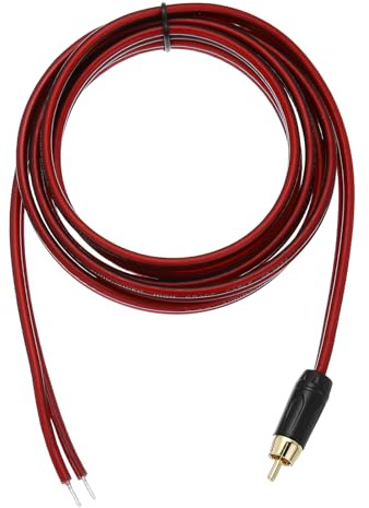 sourcing map RCA to Bare Wire Open End Audio Cable, 6.6ft (2 Meter) 14AWG Gold Plated Audio Cable, RCA Extension Wire for Guitar, Speakers