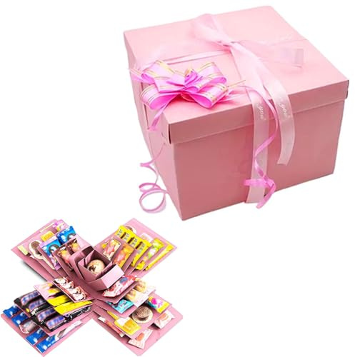Überraschung Box mit Klebeband und Band, 5-Lagige Kreative Explosionsbox Geschenkbox, DIY Handgemachte Überraschung Box für Geburtstag, Valentinstagsgeschenke, Hochzeitstag