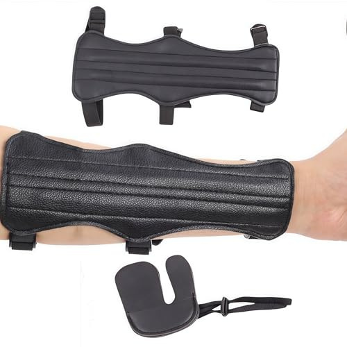 FUVBNQGT Protector de brazos y dedos para tiro con arco, 1 pieza de protección de brazo y 1 protector de dedos, 22,5 x 9 cm, ideal para deportes con arco y entrenamiento