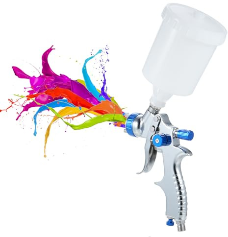 Jerliflyer Paint Gun, Low Volume Low Pressure Gravity Feed with 1.3mm Nozzle and 600cc Fluid Cup for Car Furniture Fence Painting