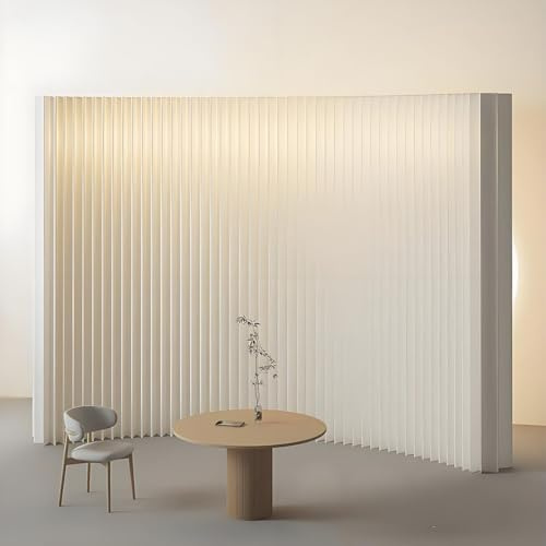 Folding Privacy Screen with LED Strip Light, Portable Room Divider for Home Office, Clothing Store, and Live Streaming Background