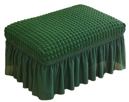 LDLCYCN Greenb, Copertura Ottomana Quadrato Morbido Slipcover Ottomano con Banda Elastica Copertura Sgabello Stretch Copertura Protettiva Mobili per Soggiorno Camera da Letto