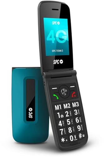 SPC Titan 2 – Teléfono móvil de Tapa para Mayores con 4G, Teclas Grandes, Timbre Alto 105dB y Pantalla 2,4” | Fácil de Usar y configuración remota | 3 memorias directas | Batería hasta 7 días - Azul