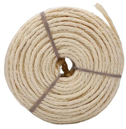 Asixxsix Corde en Sisal, Corde de Chanvre Naturel de 4 Mm X 164 Pieds pour Le Remplacement de l'arbre à Chat pour Le Bricolage, avec Un Matériau Doux et Durable pour la Réparation de (White)