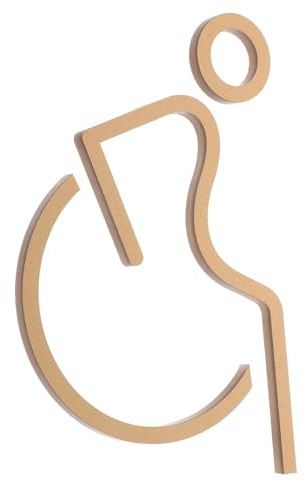 Healeved Plaque Signalétique Wc Handicapé en Acrylique Doré, Résistante aux Rayures, Installation Simple, pour Murs de Restaurant et Toilettes Accessibles Unisexes