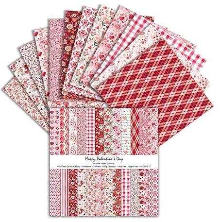 Oriental riverkit Scrapbook Papier 24 Blatt, Bastelpapier Muster, Rot/Rosa | 15,2 x 15,2 cm, Doppelseitiges Muster Papier, Dekorpapier Set, Papier mit Muster für DIY Fotoalbum und Scrapbook Dekoration