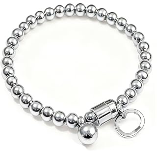Stainless Steel Fashion Bracelets 18k Gold Plated Chain Mini Beaded Stretch Bracelet with Charm and Ball Pendant, Gold or Silver Tone, Best Gifts for Women Girls