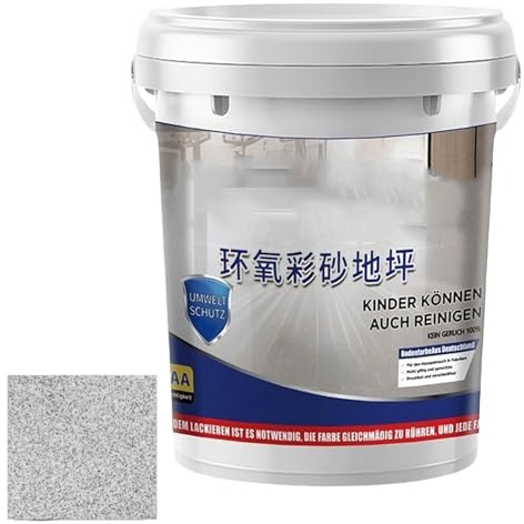 Epoxy Floor Paint, Self Leveling Epoxy Colored Sand Floor Paint, Fast Drying, Stain-Resistant For Concrete Tile Wood Countertop Decorative Finish (Light Grey, 3KG)