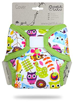 Petit Lulu Größe 2 PUL Überhose (5-16 kg) | Klett | One Size Windelüberhose | Baby Windelhose | Waschbar & Wasserdicht | Stoffwindeln | Hergestellt in EU (Eulen)