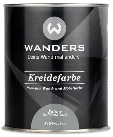 Wanders Shabby Chic Kreidefarbe 750 ml - Felsbrocken/Grau - Küchenmöbellack und Möbelfarbe ohne Schleifen. Chalk Paint, für Holz & mehr. Hohe Deckkraft, schnell trocknend