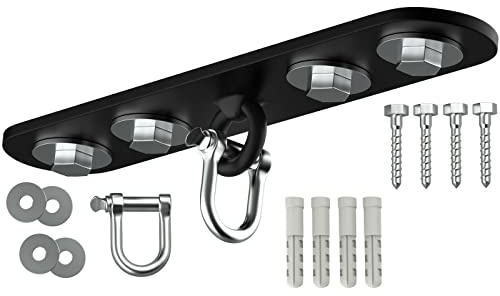 PUNCH BAG CEILING HOOK by Athletics Gear | 18-guage Heavy Duty Bracket, 10” Long, 4 Fixing Holes with D-Shackle Swivel & Fixings (10 Ceiling Hook)