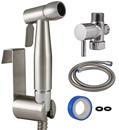 Design House 588913-SS Modern Single-Function Dual-Mount Hand Held Bidet Sprayer for Bathroom, Stainless Steel