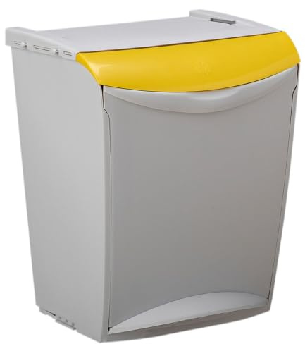 ROSSIGNOL Poubelle de tri 25L, Seau intérieur, Fixation murale ou à poser, Ouverture par pédale ou manuelle, Idéal pour le tri sélectif, BAKATRI