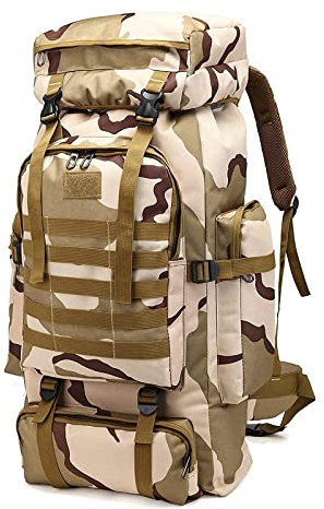 Kabxhueo Hiking Camping Backpack 60L-80L Military Tactical Backpack for Travelling Waterproof Survival Bag Large Molle Rucksack for Men for Travel Camping Hunting Fishing