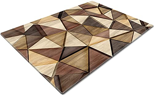 Glass Chopping Board | Kitchen Worktop Protector | Multifunctional Cutting Board | Work Top Savers | Kitchen Accessories | Extra Large | Geometric Gold Brown