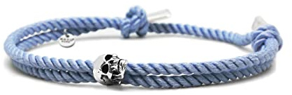 Nato Cuff - Bracelet Skull Tête de Mort en Argent 925 - Cordon en Soie de Milan - Bijou Homme ou Femme Fait Main en France
