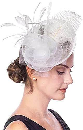 Fascinators Hut Blume Damen Mädchen Haar Mesh Feder Clip Elegant Haarklammer Schleier 20er Jahre Kopfschmuck Cocktail Tea Party Kopfbedeckung Pillbox Stirnband Haarnadel Haarschmuck Hochzeit Kirche