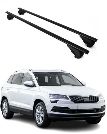 OMAC Dachträger für Skoda Karoq 2017-2026 Stahl 2 Stangen Schwarz | Abschließbar, bis 75 kg Traglast, Querträger, Grundträger