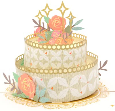 LuLu 3D Pop Up Karte – Geburtstagskarte Rose Doppelschichttorte mit DIY-Nummern 0-9 & Notizkarte zum Geburtstag, Grußkarte, Glückwunschkarte, Klappkarte für Ihre Familie, Freunde und Liebhaber
