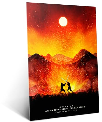 Displate Offiziell Star Wars MetallPoster Magnetische Befestigung Inklusive Lizenziert Bilder Hochwertiges PosterDuels of Fate - Mustafar Poster 45 cm x 32 cm