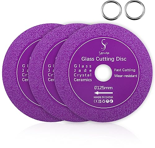 3 Stück Glasschneider, Dünn Diamantscheibe 125mm x 22,23 mm Sägeblatt-Rad Trennscheibe für Winkelschleifer, Flexscheiben für dickes Glas Keramik Marmor Schneiden Schleifen
