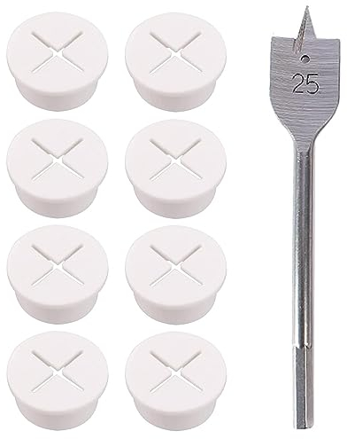 Flexible Silikon Kabeldurchführung 8 Stück Kabeldurchführung Gummi Schreibtisch Lochabdeckung Kabel Durchführungen 20 mm Weiß Kabeldurchführung für Büro Wohnaccessoires Arbeitsplatz (Mit 25Mm Bohrer)