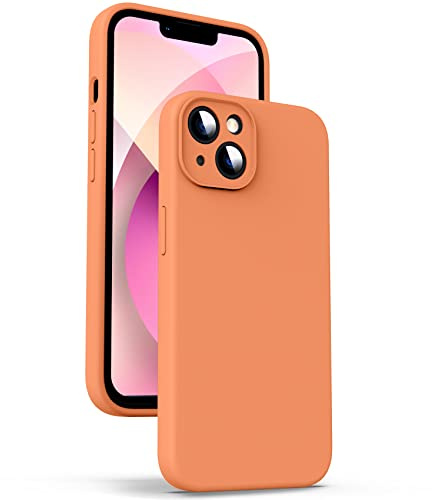 Supdeal Custodia in Silicone Liquido per iPhone 13 MIni, [Protezione Fotocamera] [Cover in Microfibra] [Protezione a 4 Strati], Case Ultrasottile e con Presa Comoda, 5,4 Pollice, Arancia