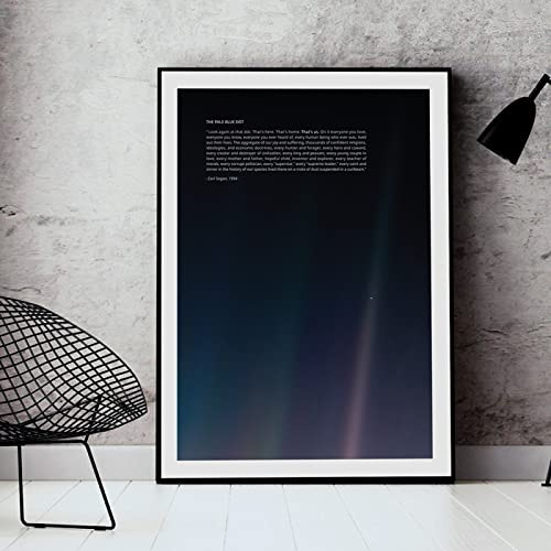 TANYANG Blassblauer Punktdruck Poster Voyager Erde Planet Auf Der Erde Klassisches Foto Leinwandmalerei Wandkunst Dekor Kalligraphie Malerei 50X70Cm Kein Rahmen