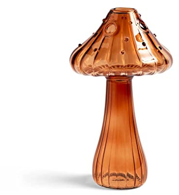 4 Jarrones de Plantas Hidropónicas, Jarrones de Cristal de Setas de Estilo Nórdico, Delicados Jarrones de Cristal de Setas, Lindo Mini Jarrón de Plantas, Terrario, Adornos de Mesa para el(marrón)