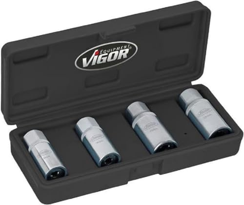 VIGOR Stehbolzenausdreher-Satz, V6412/4, 1/2″, 4-teilig, 4-teilig, 1/2″ | Antrieb 1/2 Zoll (12,5 mm) Vierkant hohl, 800 g, 4-teilig , 1/2″, Antrieb , 1/2″, Für Links- und Rechtsgewinde, Antrieb: 1/2″