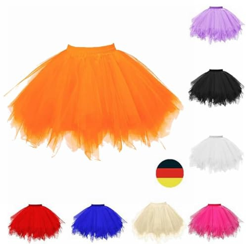 Karneval Tüllrock Damen Kurz Rock Hohe Taille Tutu Rock Tüllrock Petticoat 50er Puffy Tütü