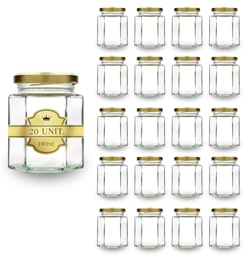 Espirito Rebelde - Tarro de miel hexagonal con tapa de 180 ml, ideal para la conservación de miel, mermelada, especias, yogur