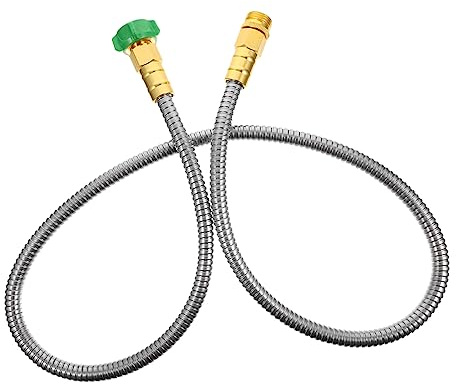 OFFSCH Stainless Steel Garden Hose Connector 5Ft Flexible Water Hose Extension with Leak Proof Metal Fittings Heavy Duty for Outdoor Watering and Cleaning