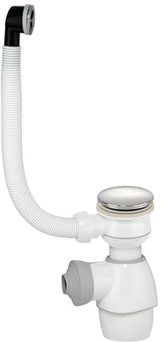 Wirquin 30724253 Kit bonde et siphon lavabo Tout En Un à clapet recouvrant Quick-clac et trop-plein extérieur rond pour lavabo, blanc