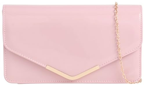 fi9® Patent Leather Bridal Wedding Evening Handbag Party Purse Clutch Shoulder Hand Bag (Pale Pink)