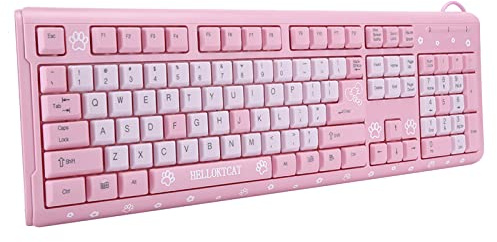 USB Kabelgebundene Tastatur, 104 Tasten Ultra Slim Gaming Tastatur | Leise Computertastatur mit verstellbarem Standfuß wasserabweisendes Design für PC Laptop Desktop