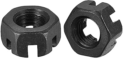 QUARKZMAN M10x1,5 mm Sechskant-Schlitzmutter, Sechskantmuttern aus Kohlenstoffstahl der Güteklasse 4.8, schwarz, 12 Stück