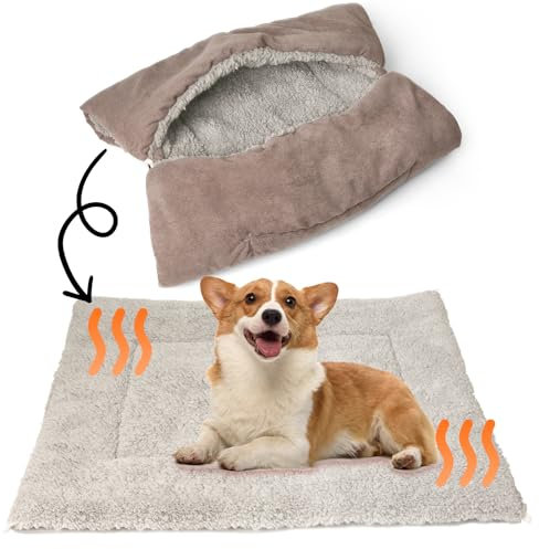 Lyneun Katzenbett Flauschig, Katzenkissen Waschbar 80x60cm, 4 in 1 Faltbare Katzendecke für Katzen, Cat Bed für kleine mittlere Hunde und Katzen