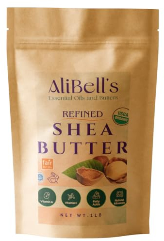 AliBell's- Refined Shea Butter - Unscented Shea Butter - Ultra Refined, Deodorized, White - Hydrating Moisturizer for Dry Skin and Hair