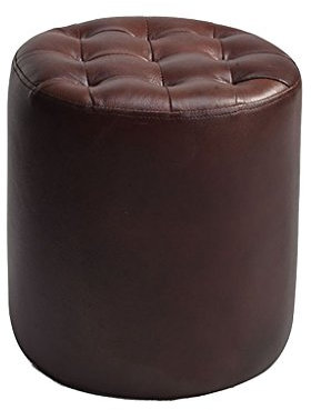 Luxuriöser runder Sitzhocker, gepolstert, Leder, Ottomane für Schlafzimmer, Wohnzimmer, Rot