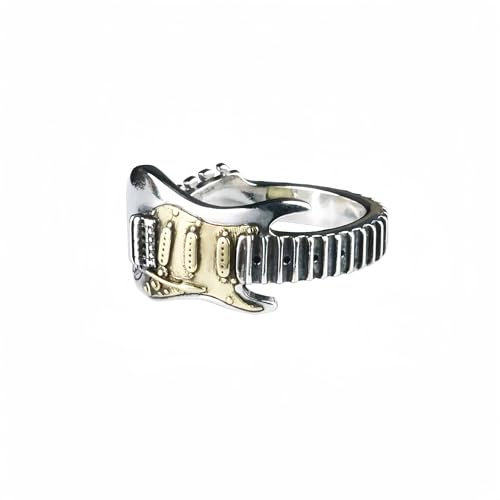 GAUEIOUR Punk Rock Music Guitar Rings,Alloy Opening Adjustable Tide Personalized Hip Hop Retro Gothic Creativity for Woman Men Finger Band Jewelry
