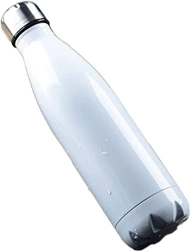 Botella de Agua Aislada Frasco de vacío de acero inoxidable Botella de agua aislada Deportes térmicos Chilly Cola Viajes Taza Thermo regalos Deportes y Viajes(White,500ML)