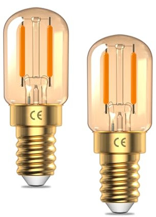 TobeBright Dimmable 2W Ampoules E14 LED Ultra Chaud 2200K Ampoule Veilleuse E14 T22 SES, Verre Ambre Vintage, Design Filamentaire, AC220-240V, 2-Pack