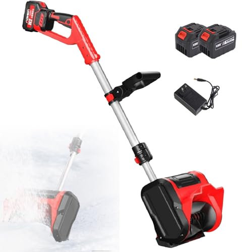 Pelle à neige électrique sans fil, souffleuse à neige alimentée par batterie et poignée avant réglable, pelle à neige électrique pliable pour les routes scolaires, les allées, les terrasses,2Battery
