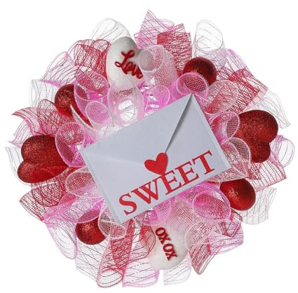 Ghirlanda di San Valentino 40 cm artificiale corona nuziale corona per anniversario di matrimonio lume di candela cena festa