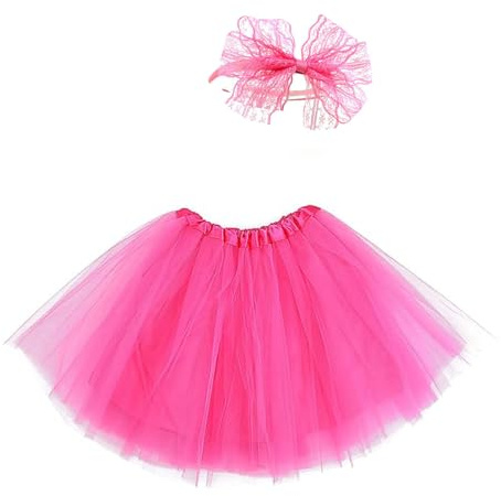 AMBEERT Pink Tutu for Women - Adult Dance Skirt for Halloween Party Costume, 80's Fluffy Dress-up Parties Dancing