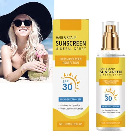 Hair & Scalp Sunscreen, Hair & Scalp Sun Protection Spray SPF30, Non-Greasy, For Hair Color Fade/Dryness, Suitable For Hiking, Beach, Running 100ml (1)
